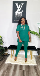 CUTEST 2PC ROUND NECK LOUNGE SET (Dark Green)